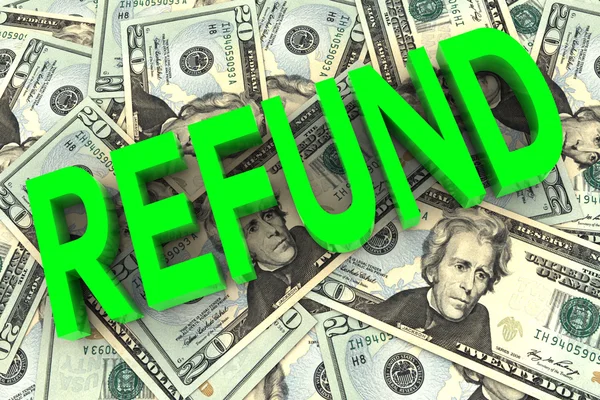 Refund on Money Background — Stock Photo, Image