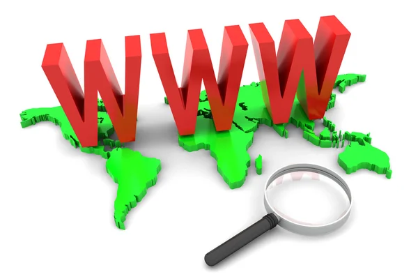 World Wide Web y lupa — Foto de Stock