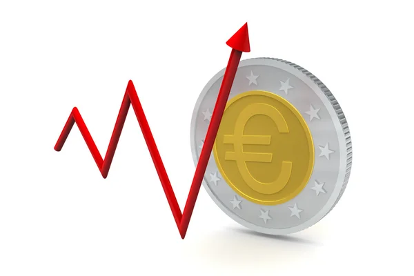 Euro Coins with Up Trend — Stock Photo, Image