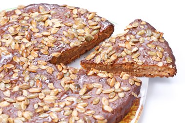 tohumu bal altında süslenmiş bal pasta