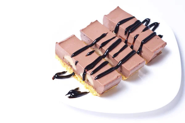 Postre de chocolate con leche y plátano relleno — Foto de Stock