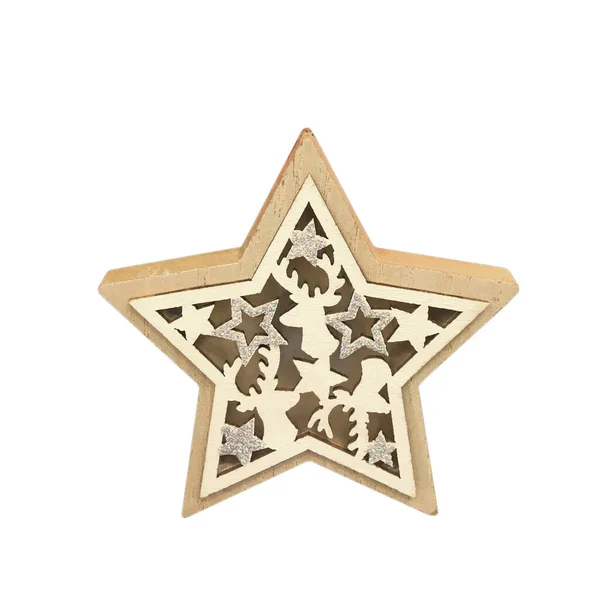 Close Wooden Christmas Star Isolated White Background — Stock Photo, Image