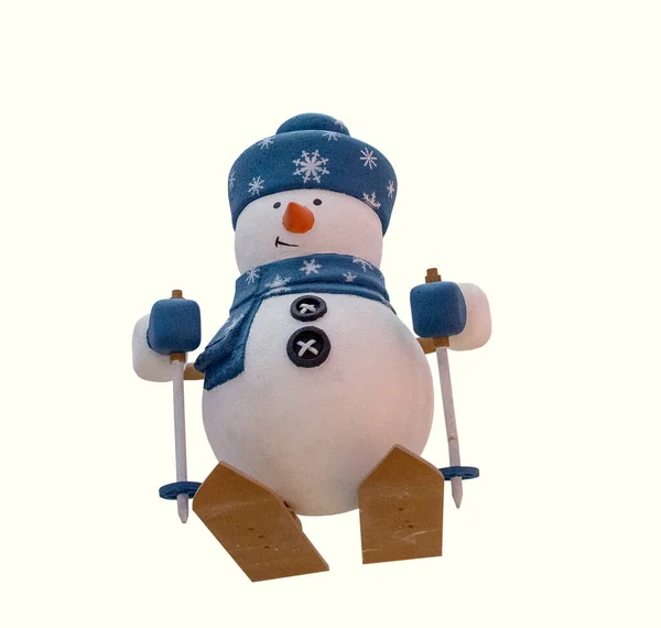 Snowman Geïsoleerd Een Witte Achtergrond Kerst Speelgoed Geïsoleerd Symbool — Stockfoto
