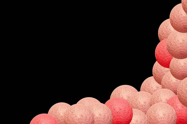 Pembe topları olan ve kopyalama alanı olan noel arkaplanı.
