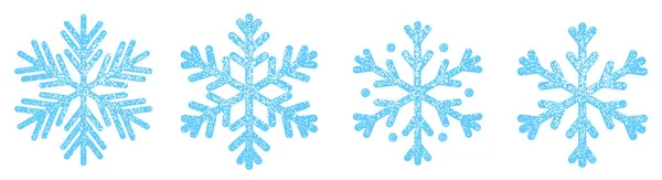 Set gráfico Icono copo de nieve. Hermoso copo de nieve azul espolvoreado con pequeños cristales de hielo — Archivo Imágenes Vectoriales