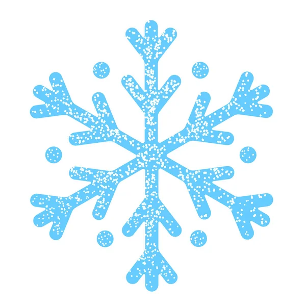 Copo de nieve Icono gráfico. Hermoso copo de nieve azul espolvoreado con pequeños cristales de hielo — Vector de stock