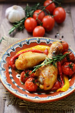 fırında tavuk budu ve sebze