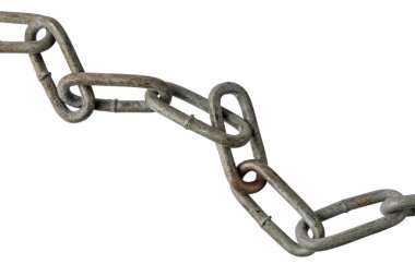 eski paslı metal zincir beyaz zemin üzerine izole.