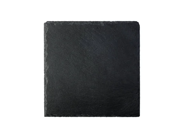 空白的正方形黑色板岩板 白色背景隔离 带有复制空间的黑板 — 图库照片