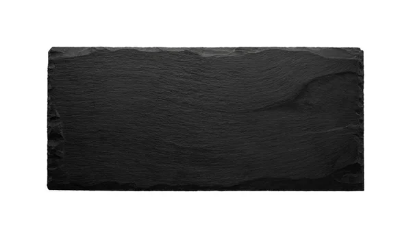 空白的黑色板岩板 白色背景隔离 带有复制空间的黑板 — 图库照片