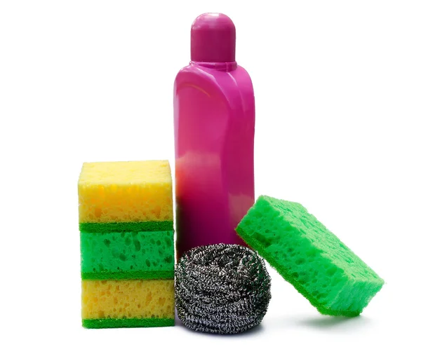 Houby a mycí prostředky — Stock fotografie