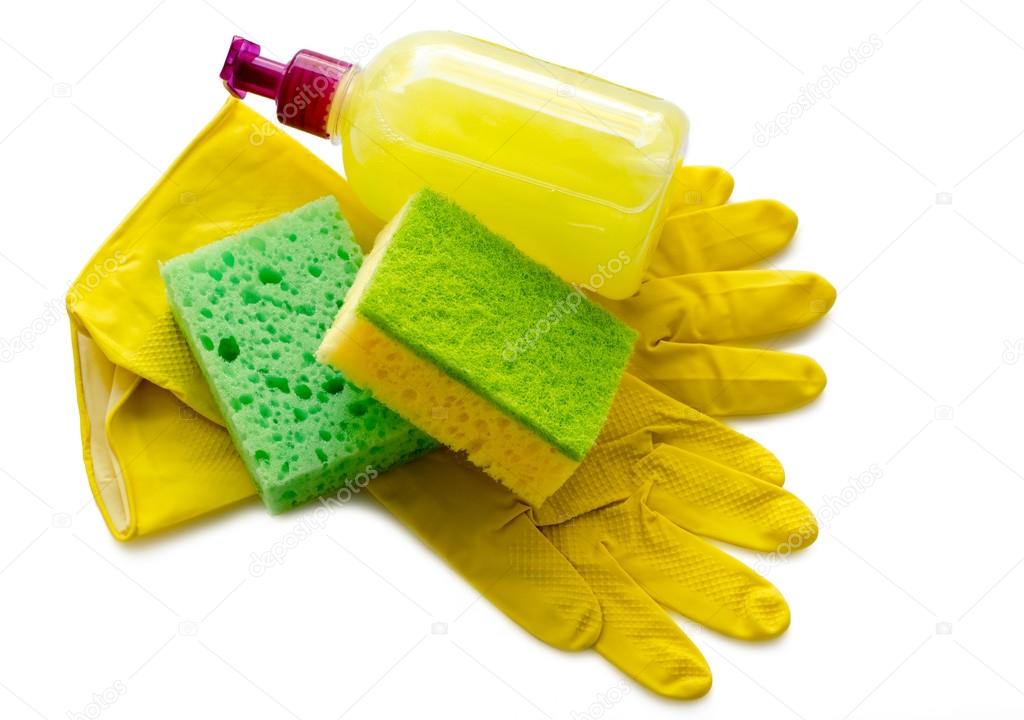 working gloves and sponge