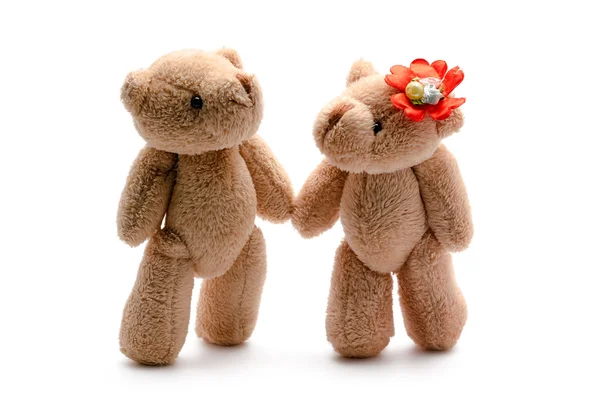 Two toy bears lovers on a white background — Stock Photo, Image