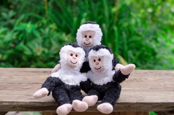 Three toy cheerful monkeys — Stock Photo, Image