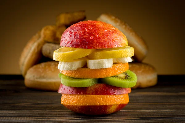 Burger with fruit — Stock Photo, Image