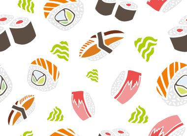 Tuna, somon ve füme yılan balığı suşi