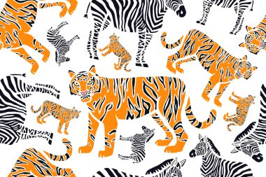 sevimli vahşi hayvanlar ile desen