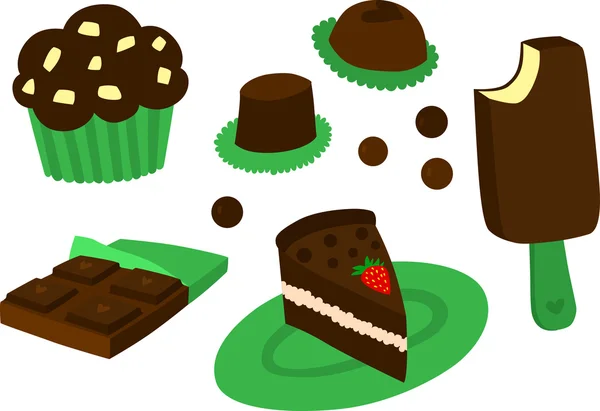 Chocolate Dessert Set — Stock Vector