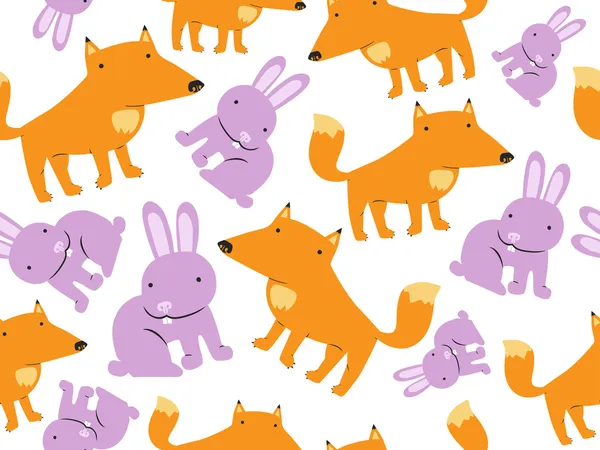 Schattig fox en konijn — Stockvector