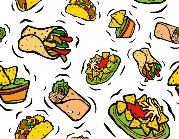 Comida Mexicana y Objetos — Vector de stock