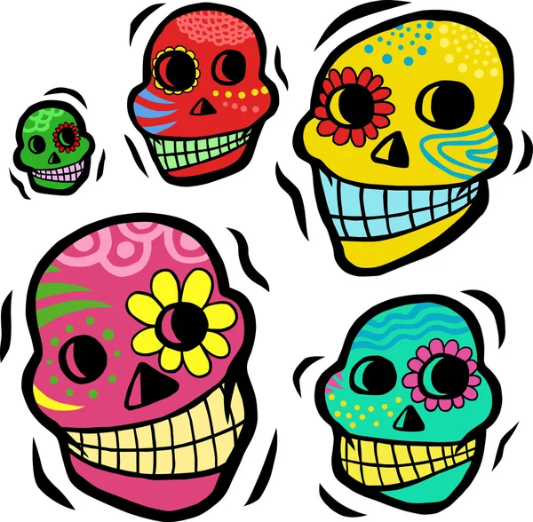 Skulls Perayaan Meksiko - Stok Vektor