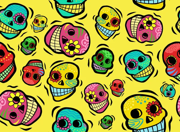 Day of the Dead Skulls Seamless Pattern — Stock Vector
