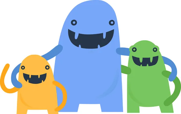 Happy Little Monster Family — Stock Vector