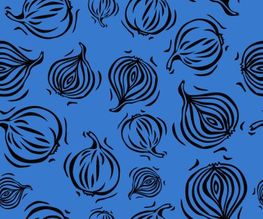 mavi ve siyah soğan desen