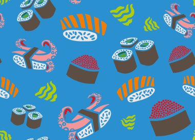 Ahtapot ve somon suşi