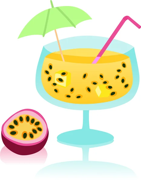 Tropical Drink with Passion Fruit and Mango — Stock Vector