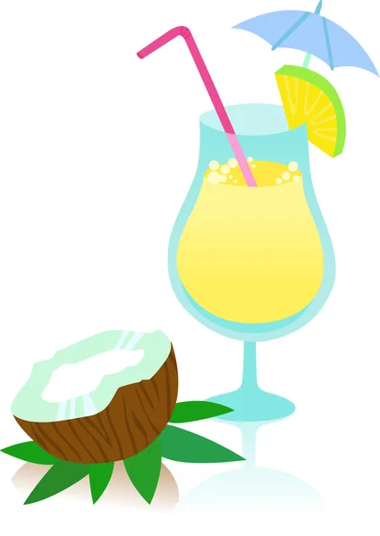 Bebida tropical Pina Colada — Vetor de Stock