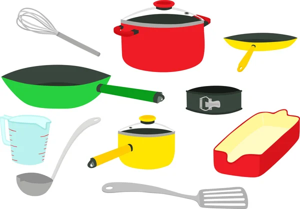 Ensemble d'articles de cuisine essentiels — Image vectorielle