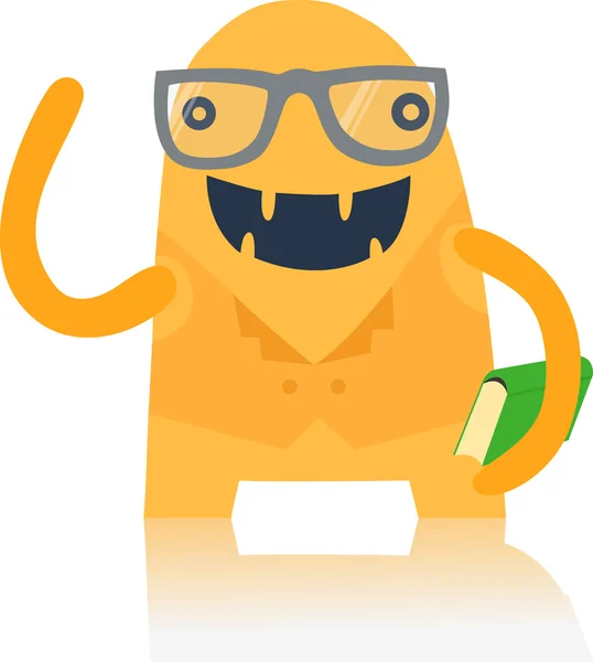 Nerdy Monster with a Book — Stock Vector