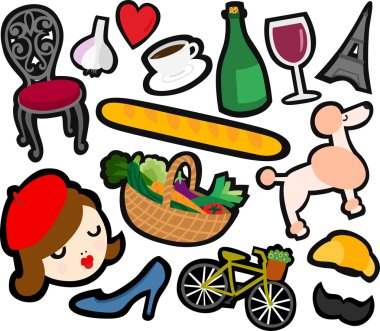 French Things Background vector