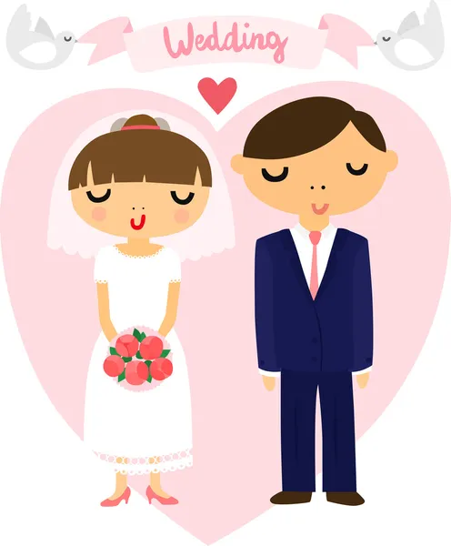 Novia y novio boda — Vector de stock