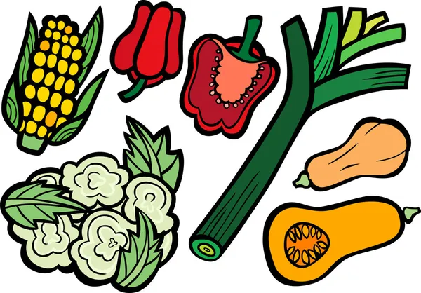 Cool Healthy Vegetable Set — Stock Vector