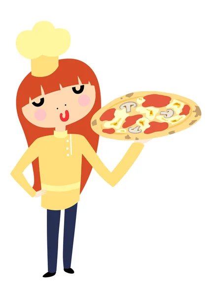 Σεφ και πίτσα — Διανυσματικό Αρχείο