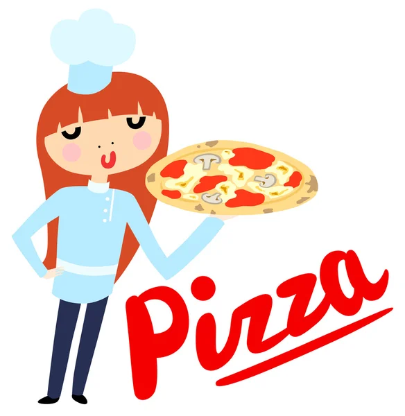 Šéfkuchař a pizza — Stockový vektor