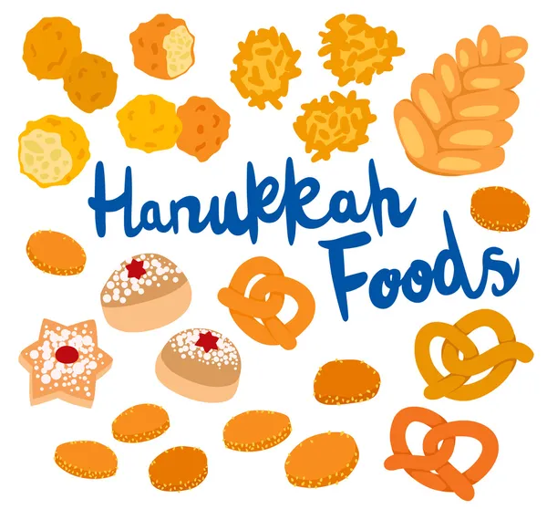 Traditionele hanukkah voedsel — Stockvector