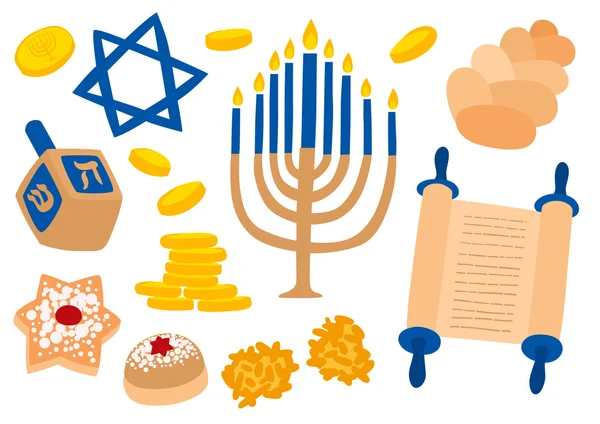 Hanukkah Atributos tradicionales Vectores De Stock Sin Royalties Gratis