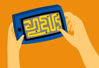 spelen een spel op een smartp telefoon