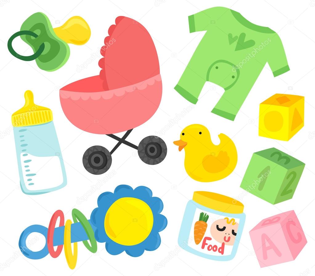 Cute Baby Stuff Set Stock Vector Image 