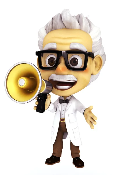 Professor with megaphone — Stock Photo, Image