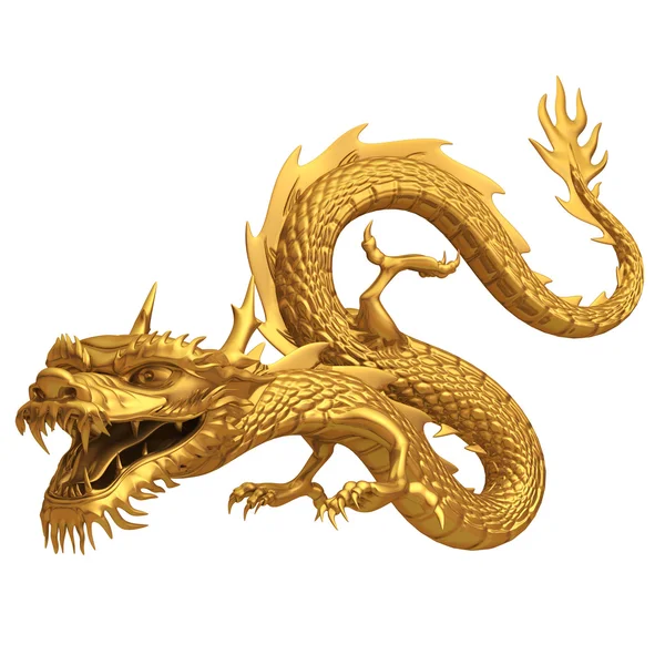 Golden chinese dragon pose — Stock Photo, Image