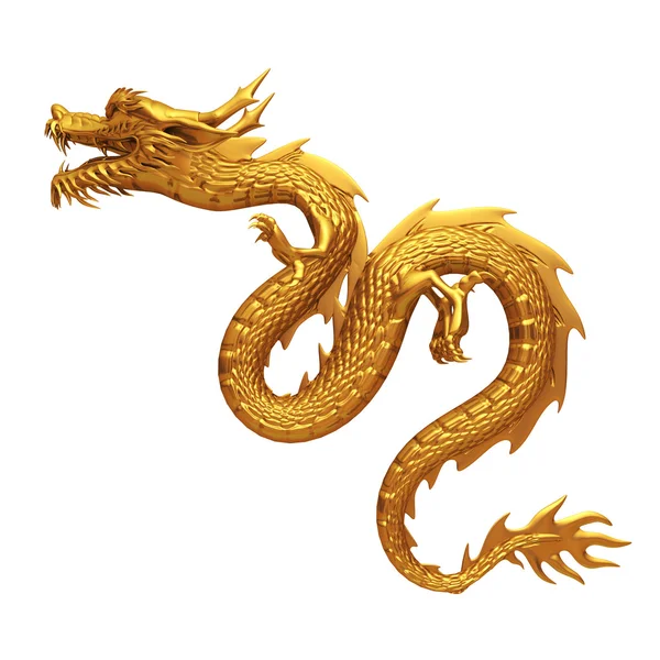 Golden chinese dragon pose — Stock Photo, Image