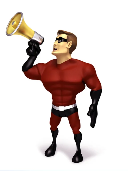 Hero hold a megaphone — Stock Photo, Image