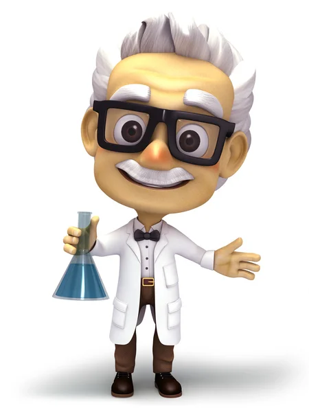 3d cartoon Professor with lab glass — Stock Photo, Image