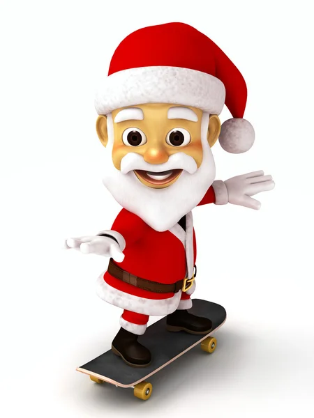 Santa vliegen op skate board — Stockfoto