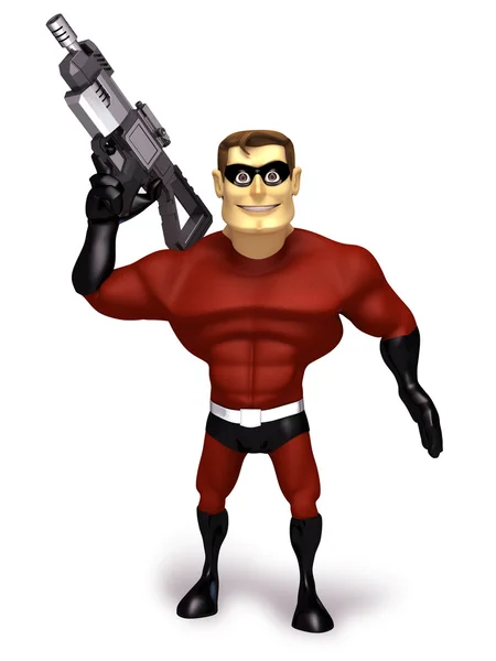 Super eroe con super pistola Fotografia Stock