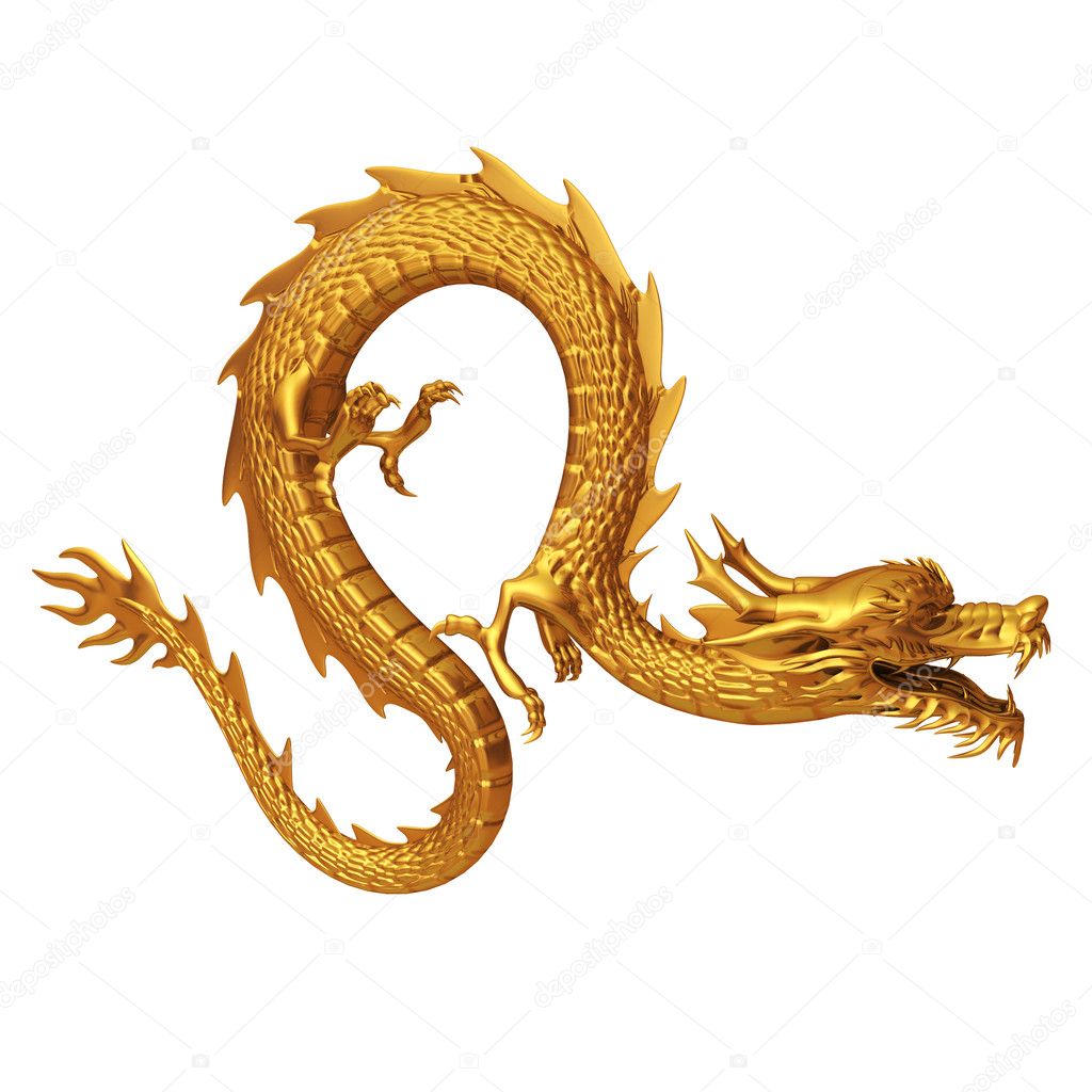 Golden chinese dragon pose